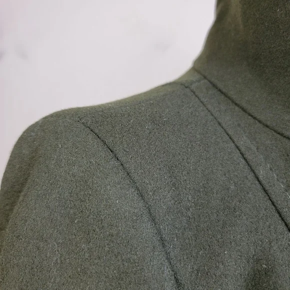 BCBGMaxAzria S Trench Peacoat Wool Cashmere Long Olive Green Coat Jacket BCBG - Picture 4 of 15